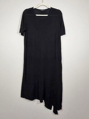 Eileen Fisher Dress Asymmetrical Hem Short Sleeve Black Classic Women Petite S